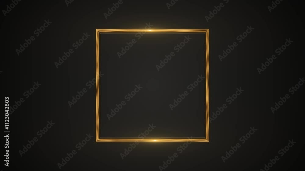 Poster animated gold frame rectangular frame luxury black background. christmas golden square rectangle fra
