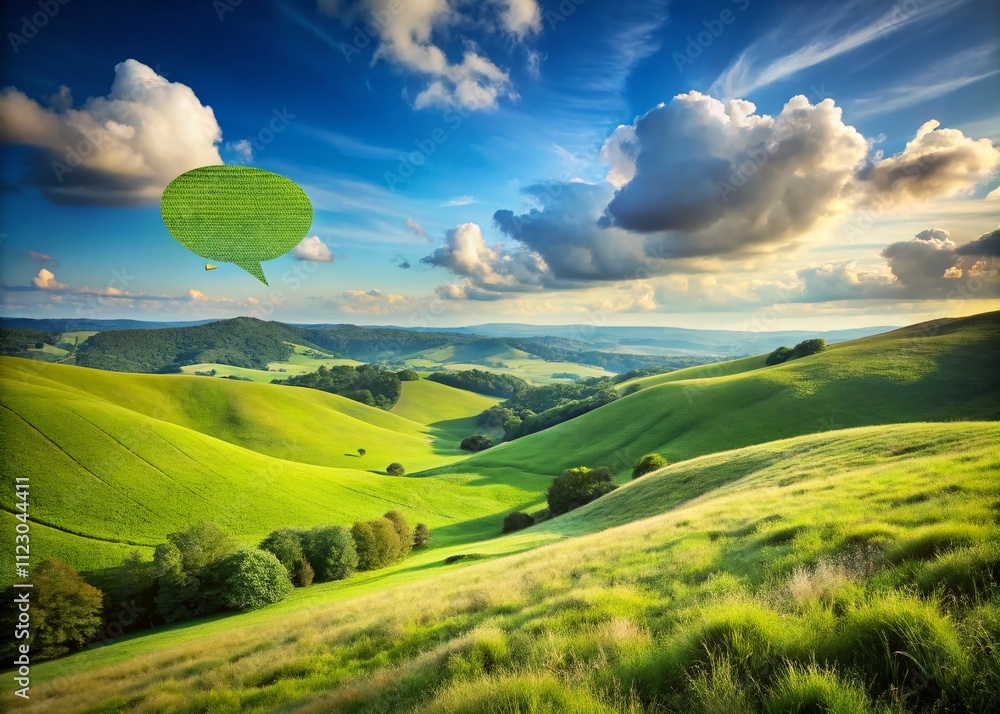 Aufkleber scenic landscape featuring new message concept with speech bubble over natural elements, perfect for