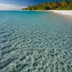 Obraz premium A secluded lagoon with crystal-clear water and white sands.