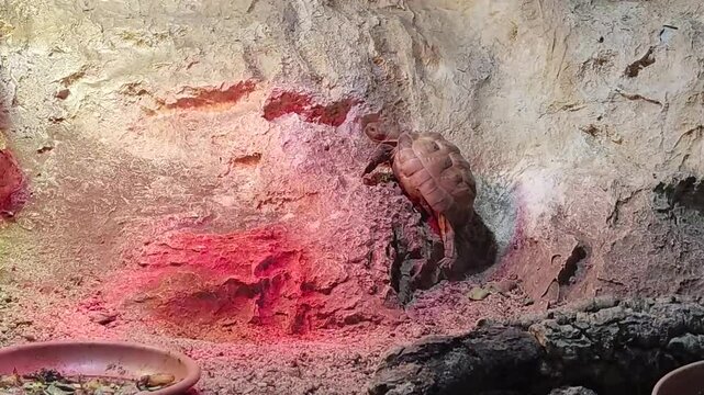 A small funny turtle climbs up a hill to then slide down. Funny video with animals.
