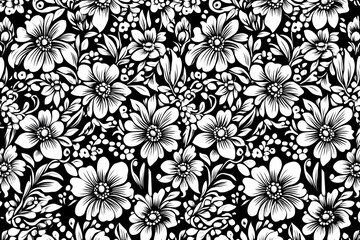 Black and White Floral Illustration