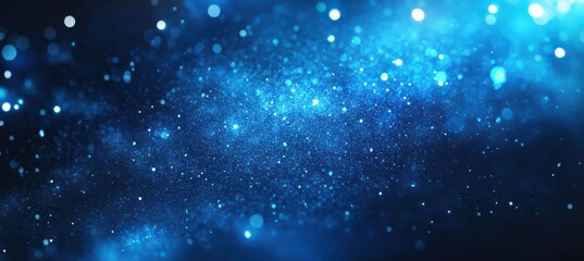 Obraz premium Abstract Blue Particle Background with Bokeh Effect