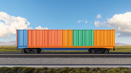 Obraz premium intermodal container flat design front view supply chain theme 3D render Split-complementary color scheme