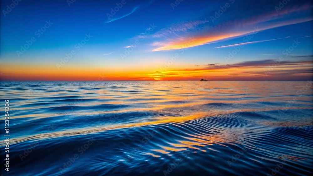 Aufkleber serene parallel lines on a tranquil sea at dusk, capturing the essence of calm waters and endless ho