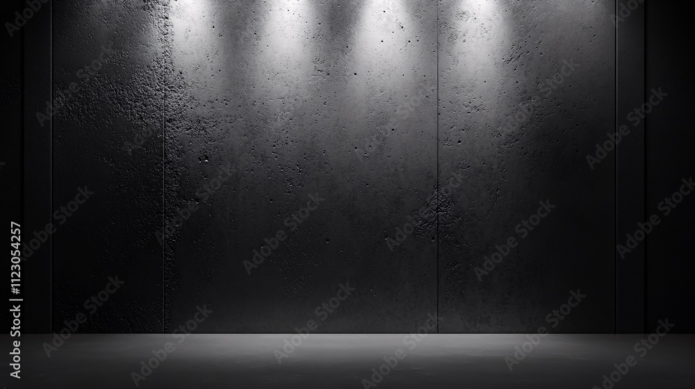 Aufkleber an empty gray backdrop with a spotlight, ideal for showcasing a design, rendered in realistic 3d.