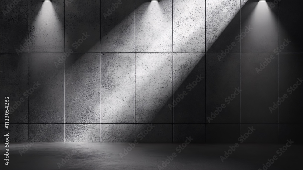 Poster an empty gray backdrop with a spotlight, ideal for showcasing a design, rendered in realistic 3d.
