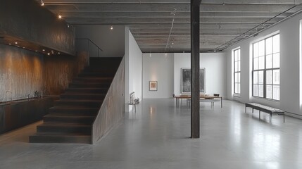 Obraz premium Modern Minimalist Loft with Industrial Accents