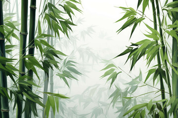 A bamboo with its tall stalks and green leaves, standing in a lush tropical forest, transparent PNG, isolated, cut-out