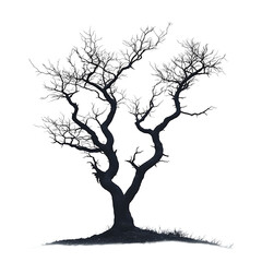 tree silhouette with roots  isolated isolated on white background