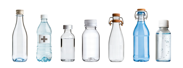 Collection of various water bottles with different caps and designs
