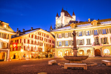 Fototapeta premium Town of Thun square and architecture evening view
