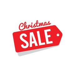 Christmas sale red tag isolated on white background