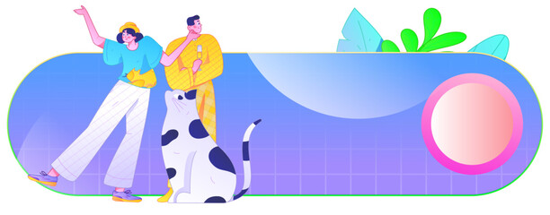 Virtual characters social communication concept business flat vector hand drawn illustration
