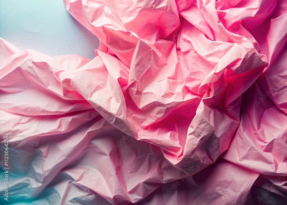 Poster soft pink crumpled paper texture with pastel background and abstract folds for a minimalist design a