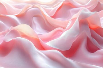Fototapeta premium Soft, flowing layers of translucent pink fabric create a gentle, dreamy atmosphere.