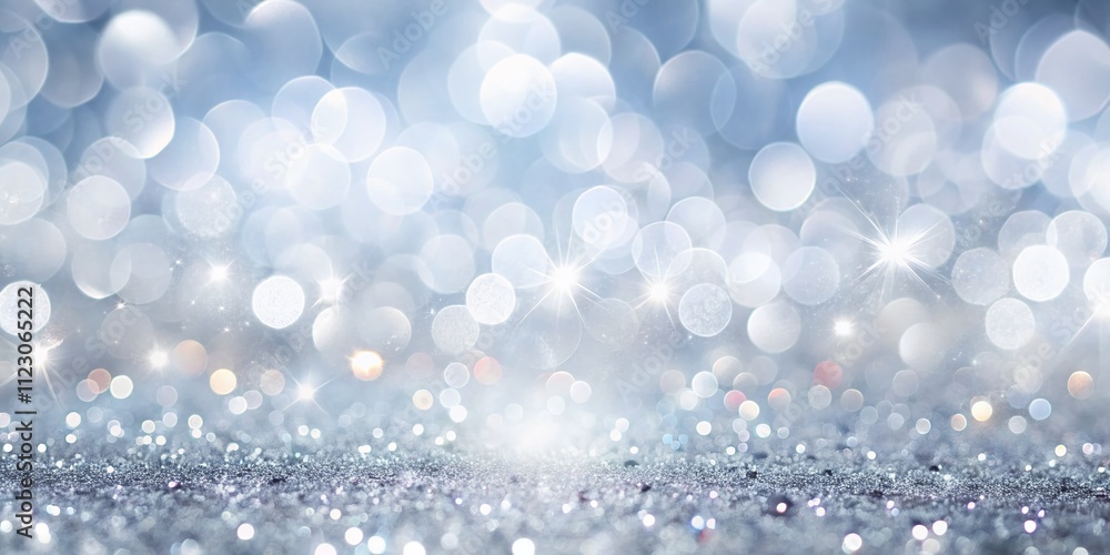 Aufkleber sparkling white silver glitter bokeh texture for elegant christmas abstract background with copy spa