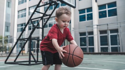 child playing basketball