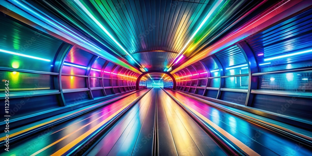 Aufkleber speed and motion in a futuristic tunnel: an abstract concept of fast travel and technology in an ill