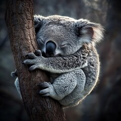 Obraz premium wildlife photo of a koala sleeping on a tree