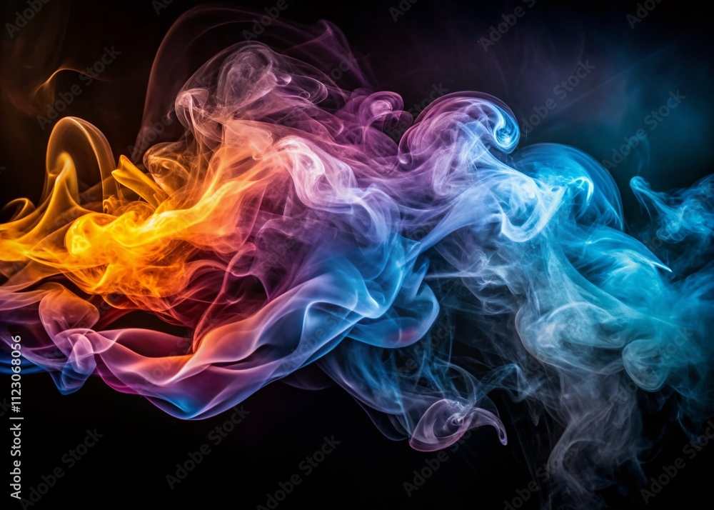 Poster studio shot of wavy smoke in macro photography capturing ethereal movement and texture for abstract 