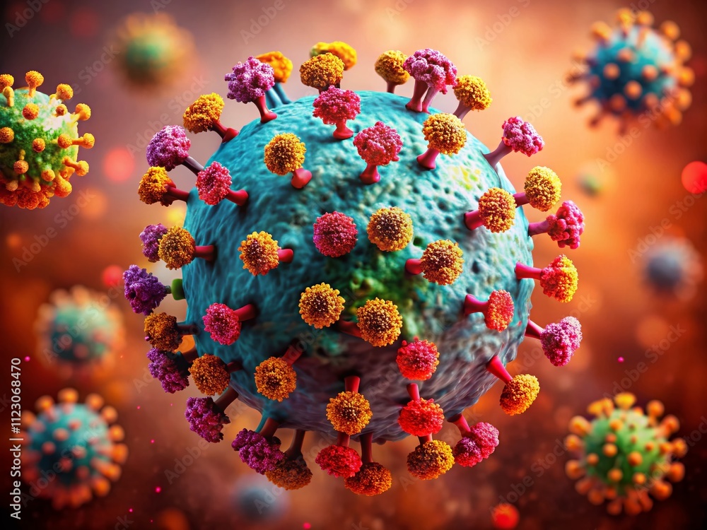 Aufkleber stunning 3d rendering of a coronavirus particle showcasing its intricate structure with detailed tex