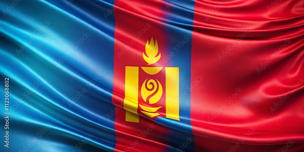 Poster stunning 3d render of the abstract mongolia flag with dynamic effects and copy space for creative us