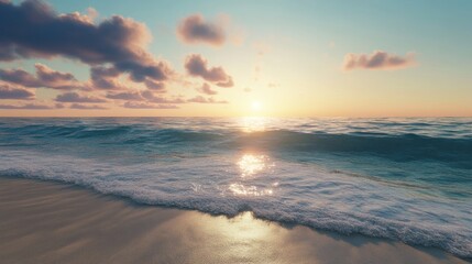 Obraz premium Golden Hour Sunset Over the Ocean