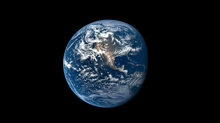 Naklejka premium A celestial view of Earth’s beauty from afar, highlighting oceans, continents, and cloud swirls.