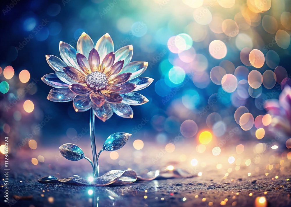 Poster stunning crystal flower on a serene background with ample copy space for creative use in design and 
