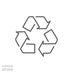 Obraz premium Recycle icon. Simple outline style. Eco friendly practices, suitable for environmental initiatives and sustainability projects concept. Thin line symbol. Vector illustration isolated. Editable stroke.