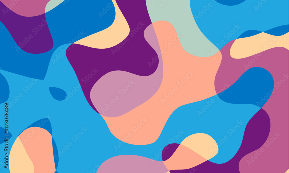 Fototapete fun colorful abstract background in doodle style. simple playful design with hand drawn overlay shap
