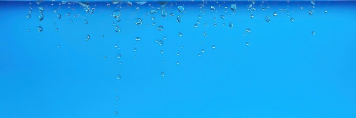 Water droplets falling from a blue surface onto a lower plane, visual flow, abstract art