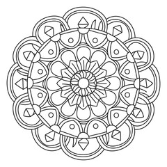 Simple Mandala Coloring Page to Color - Mandala Vector.