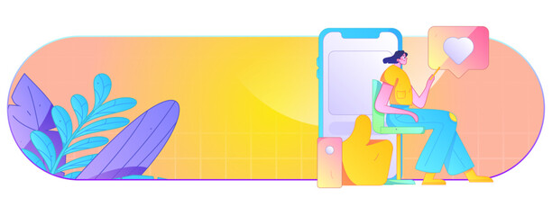 Fototapeta premium Virtual characters social communication concept business flat vector hand drawn illustration 