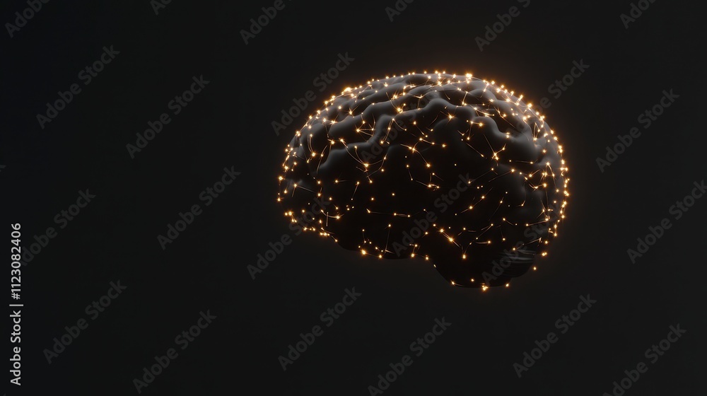 Poster illuminated neural network abstract brain ai technology