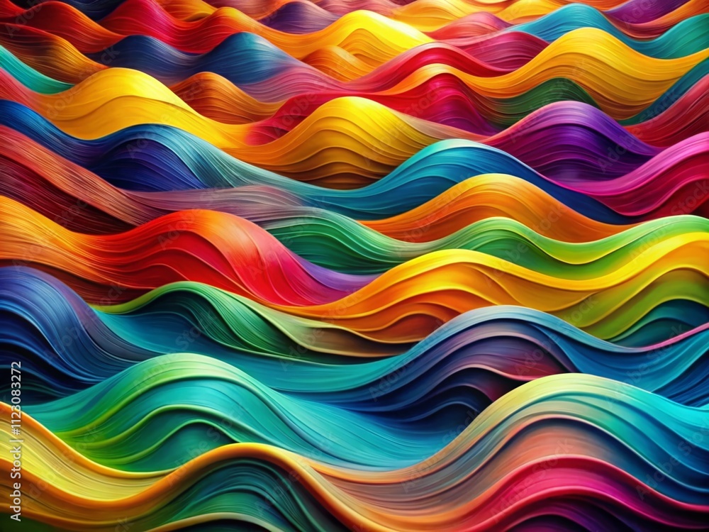 Aufkleber stunning panoramic view of a three-dimensional wavy background featuring fluid shapes and vibrant co