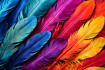 Vibrant Colorful Feather Pattern Background
