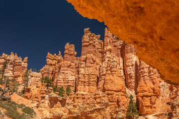 Bryce Canyon National Park - Partial View, Scenic Overlook of majestic Red Rock Formation, Close-up