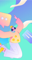 Virtual characters social communication concept business flat vector hand drawn illustration
