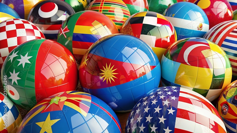 Poster stunning sphere representation of southeast asia flags harmoniously arranged using the rule of third
