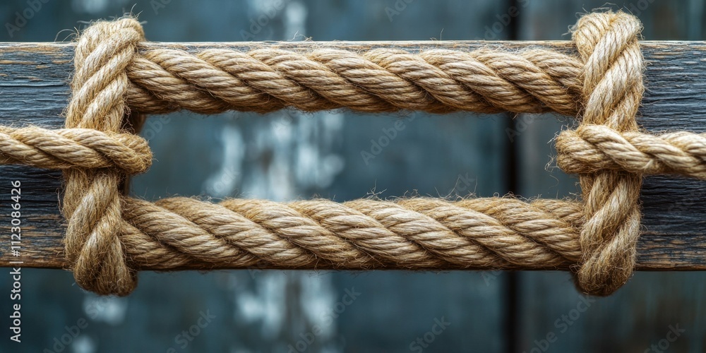 Poster handmade rustic rope frame showcasing craftsmanship with soft natural tones in a close-up view