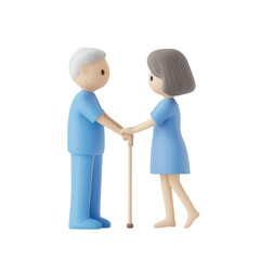 Obraz premium A touching moment between an elderly couple holding hands, symbolizing love and companionship., isolated on a transparent background.