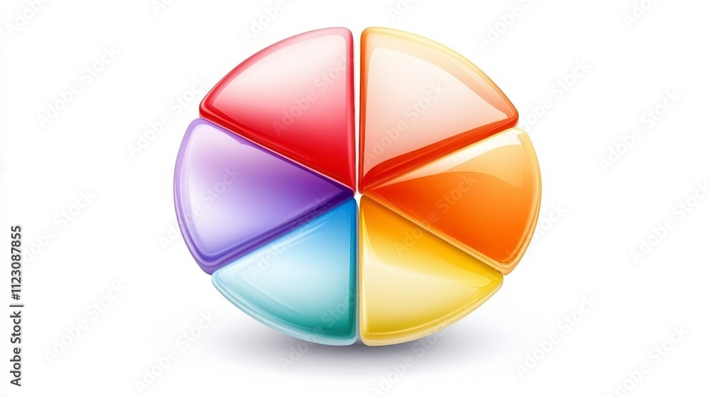Poster colorful 3d circular segments abstract data chart shiny graphic design