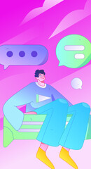 Fototapeta premium Virtual characters social communication concept business flat vector hand drawn illustration 