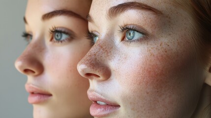 Obraz premium A before-and-after comparison of clear, glowing skin achieved through a consistent skincare routine.