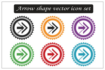 Arrow shape vector icon set, silhouette style white background.