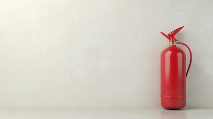 Red Fire Extinguisher on White Wall Safety Equipment Home Security Emergency Preparedness