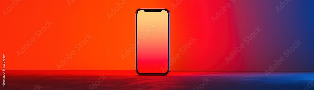 Poster ai-enhanced mobile app showcase vibrant gradient background digital interaction modern design techno
