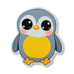 Fototapeta premium Adorable cartoon penguin with big eyes and chubby cheeks, isolated on white background.