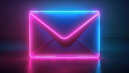 Fototapeta premium Neon Envelope Symbol in Pink and Blue